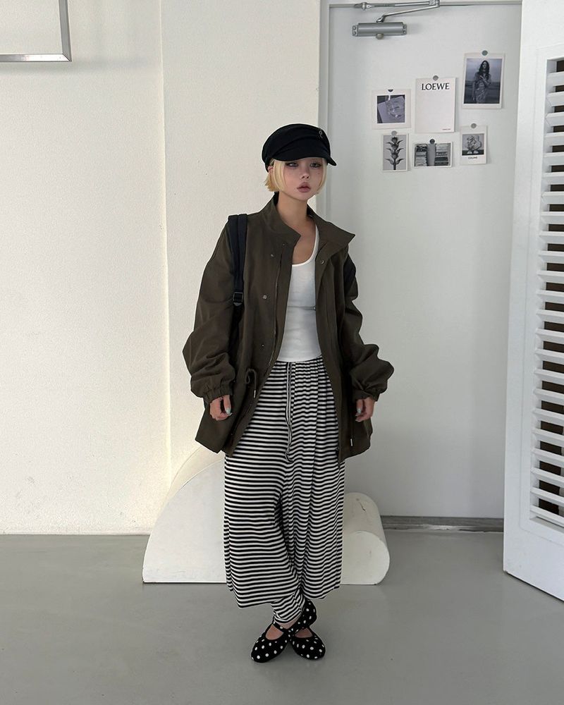 Stripe warmer harem jogger pants