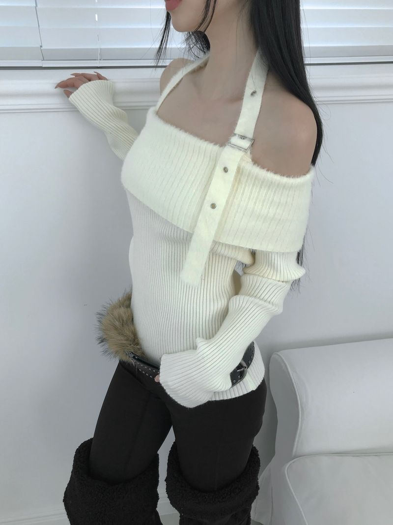 saint off strap knit(3 color)