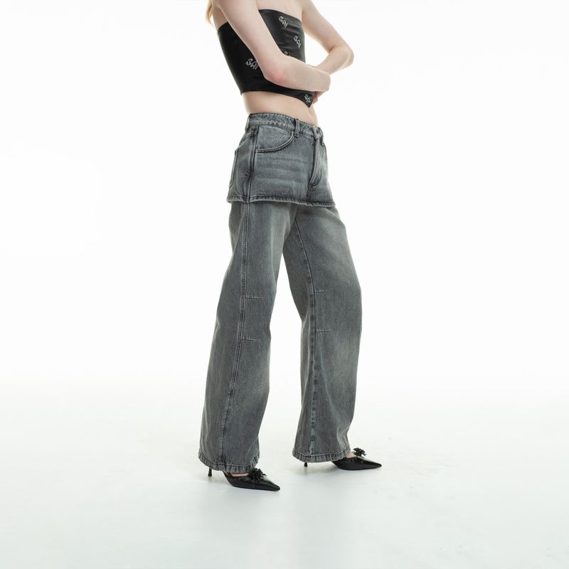overskirt bilayer jeans