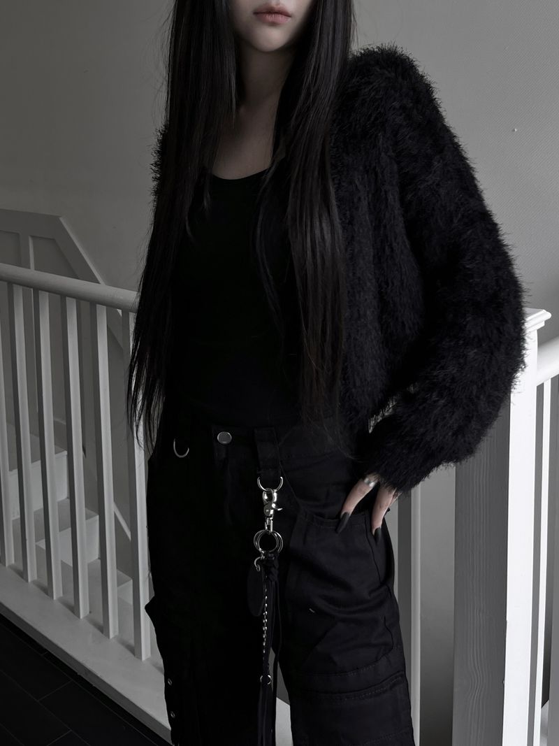hitch fur crop cardigan (2color)