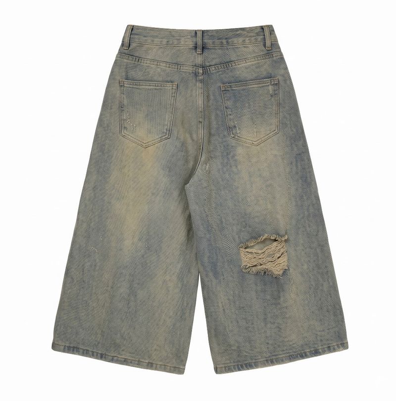 Terran Wide Distressed Bermuda Denim Pants