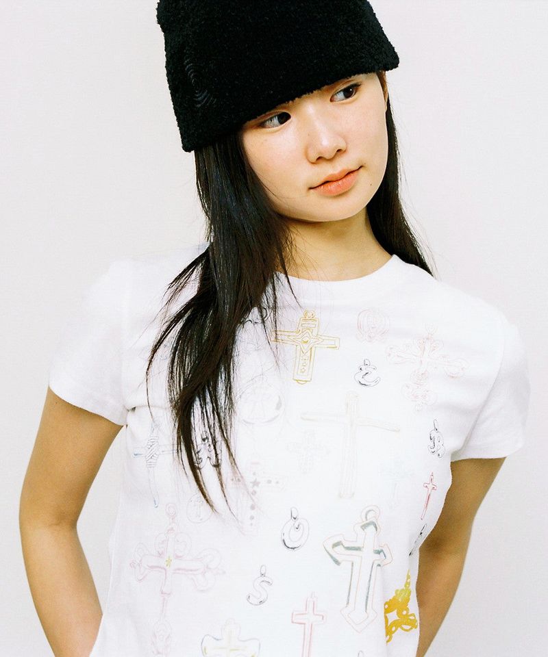 WEBHOUSE（ウェブハウス）の「Sketch Cross Angel Tee - White          （Tops）」