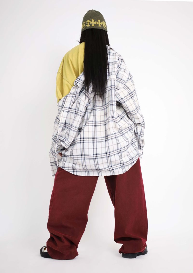 (UNISEX)Nerdy Oversized Checkered Shirt