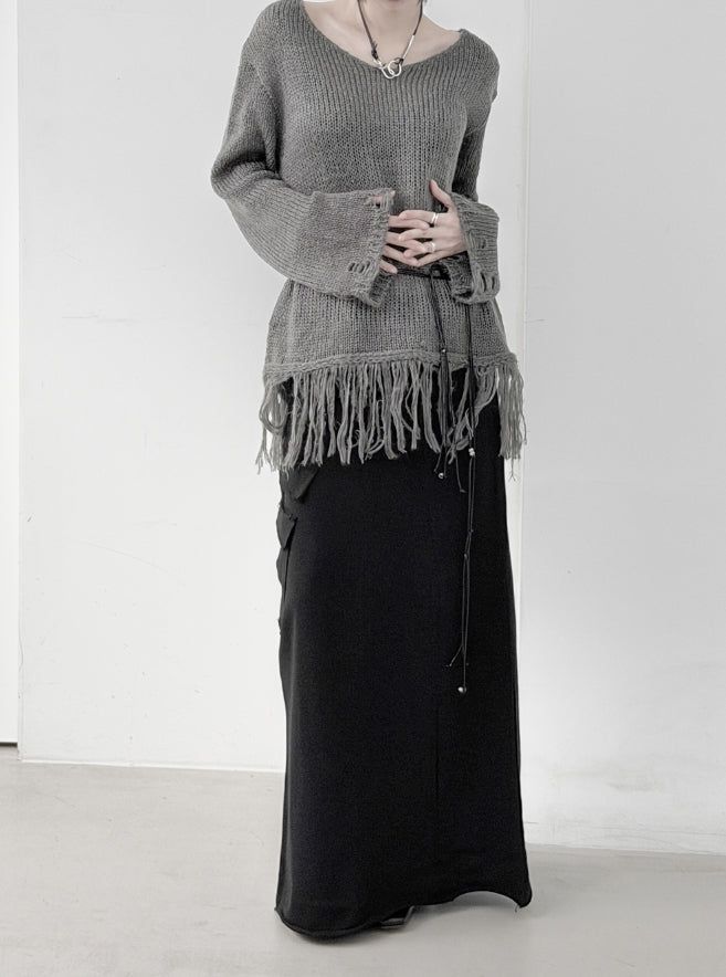 Lynch Fringe V-Neck Knit