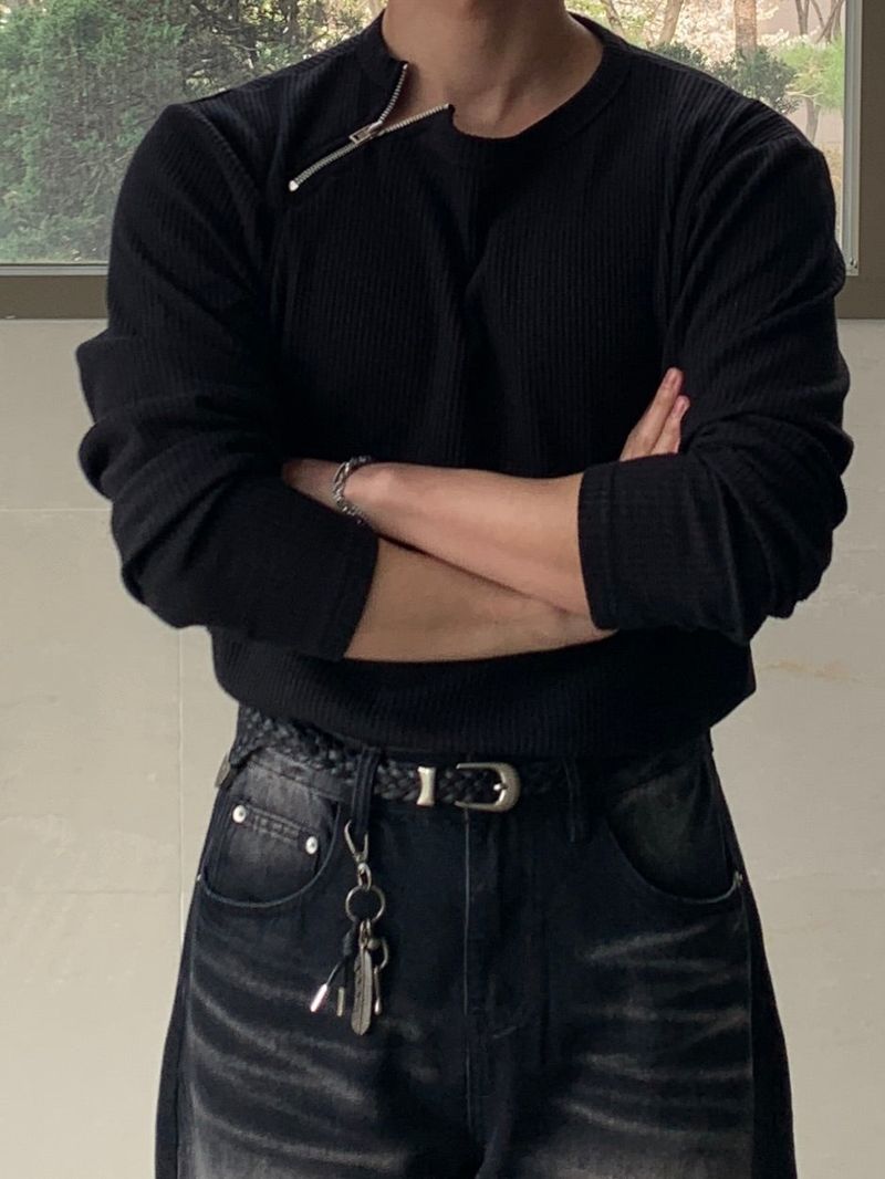 Mensfloor（メンズフロア）の「Rude Waffle Zipper T-shirt（Tops）」