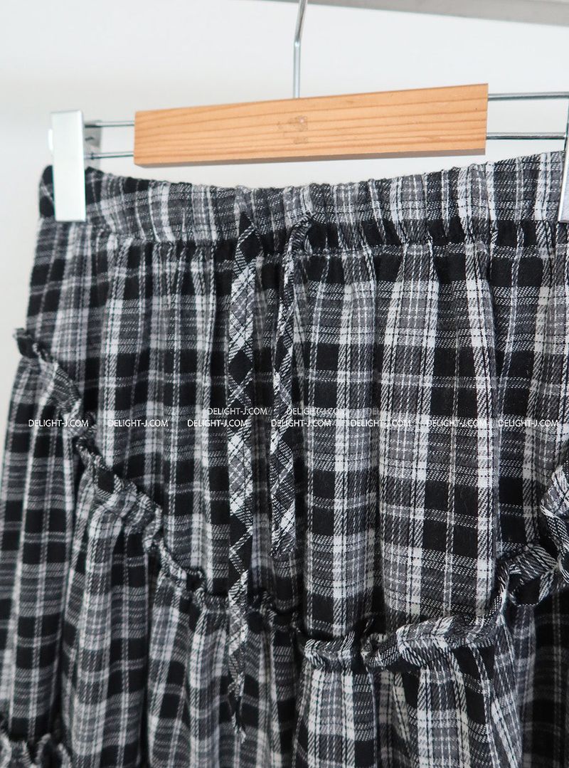 Morigirl Vintage Checkered Long Skirt
