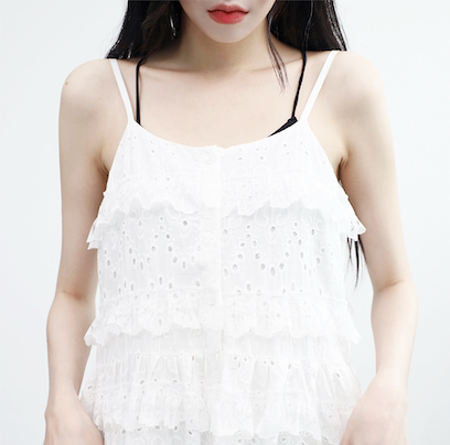 Bullet lace punching long dress