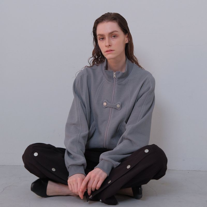Black Slit Snap Long Pants