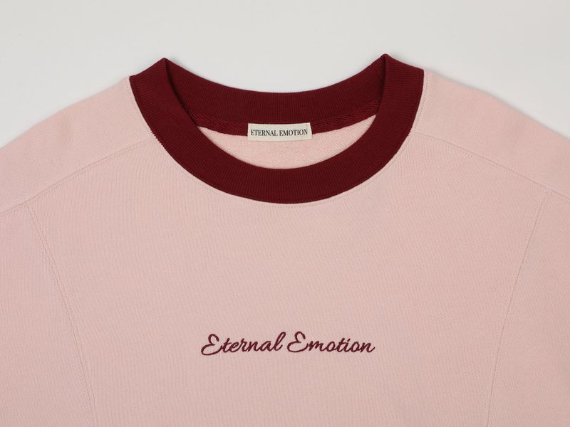 CONTRAST REGLAN CROP SWEATSHIRTS (PINK)
