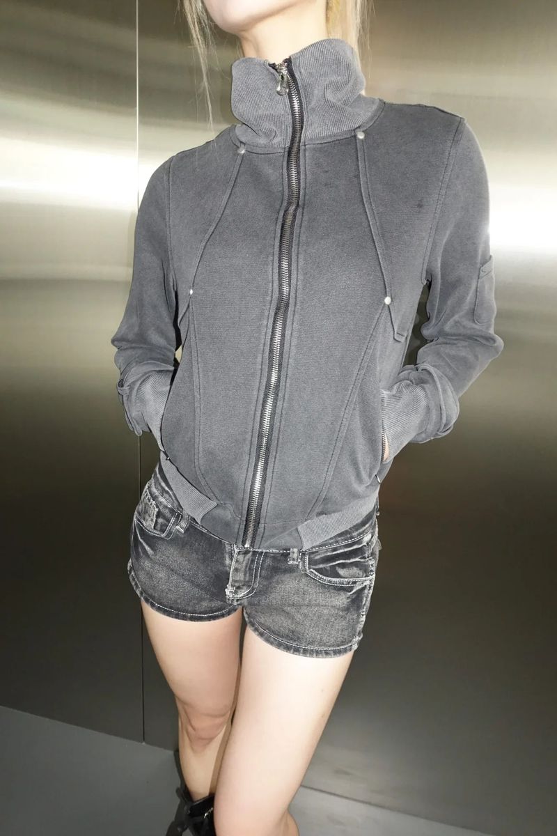 high neck stud jacket