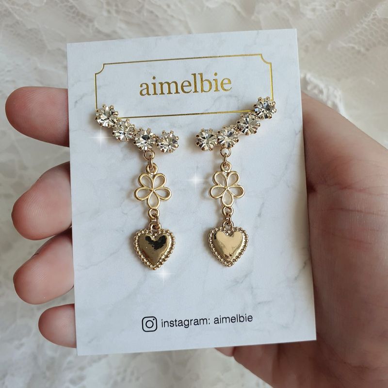 Flower Heart Wing Earring