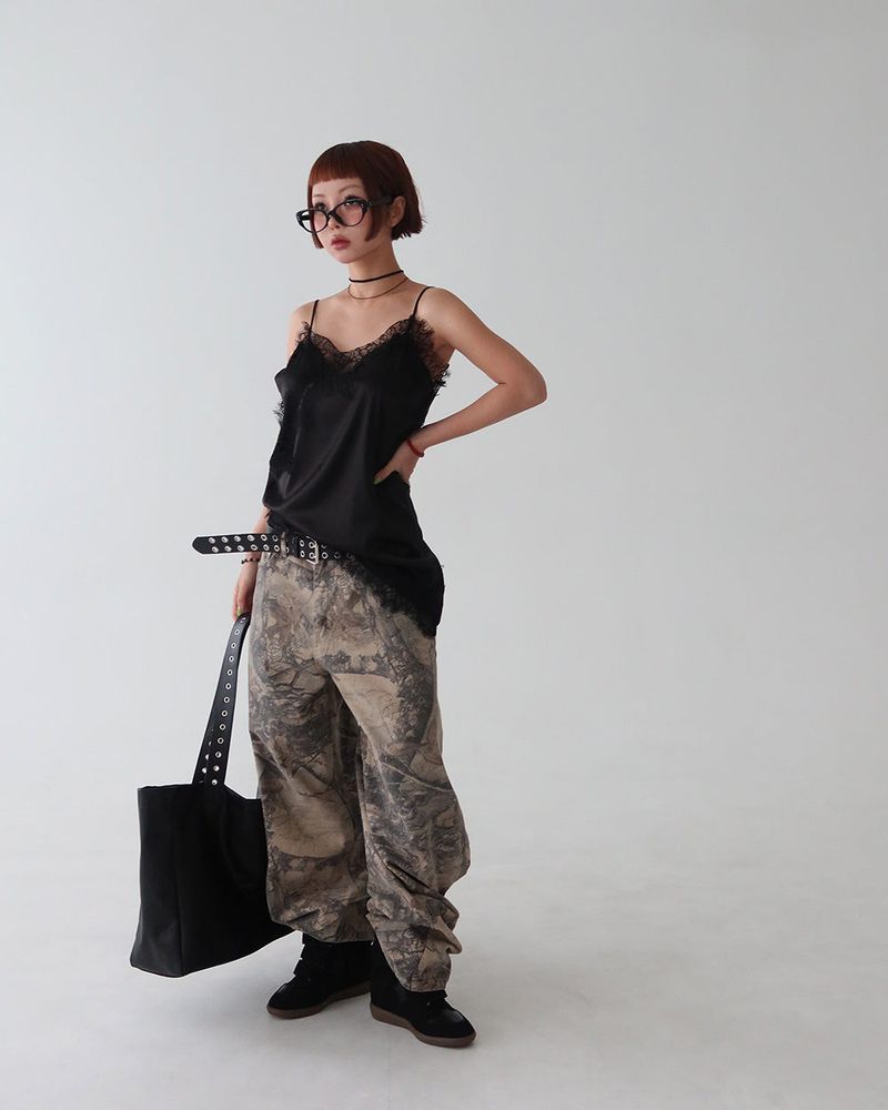 unbalanced lace bustier blouse