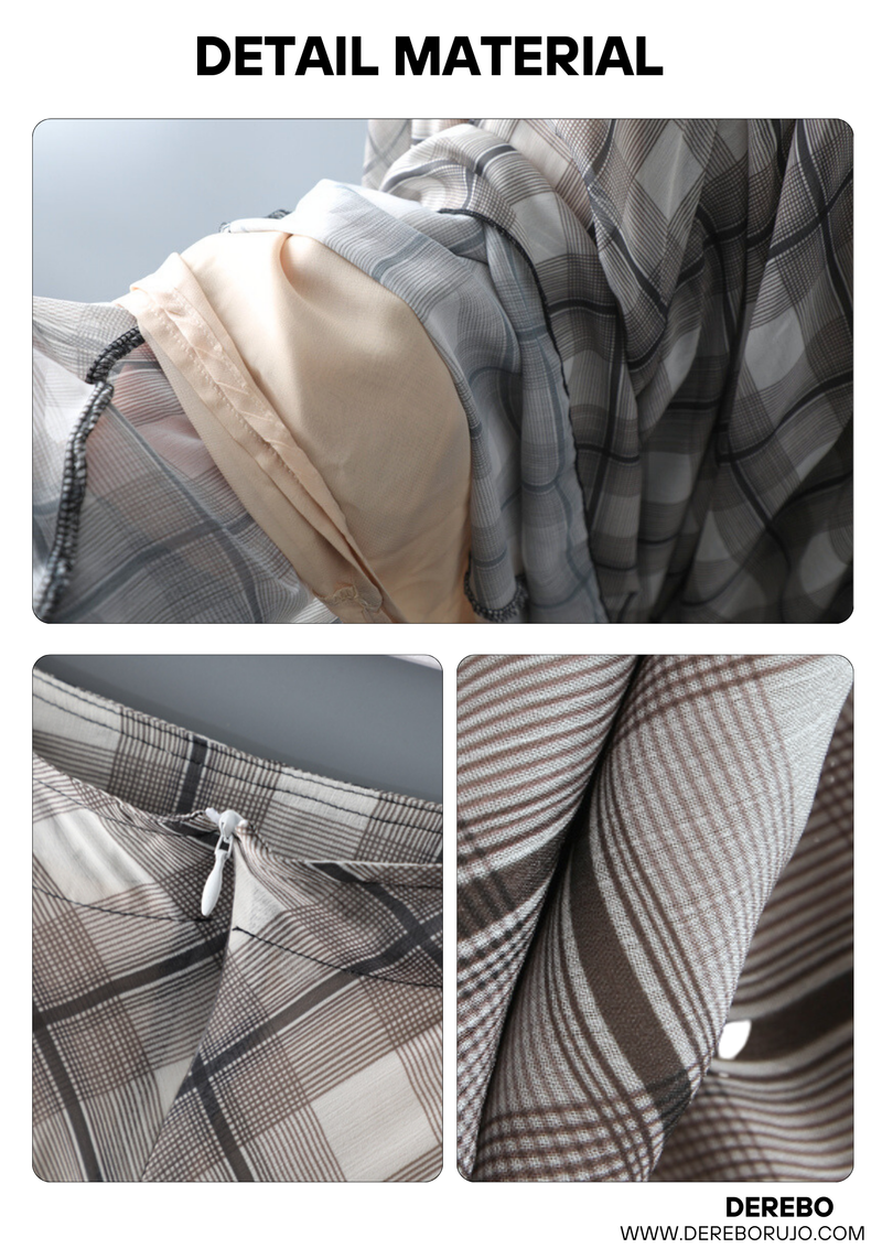 Long Check Chiffon Sharalla Skirt