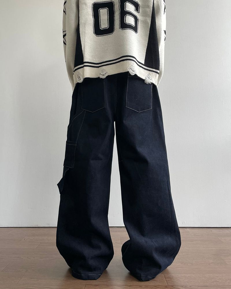 Road napping denim pants