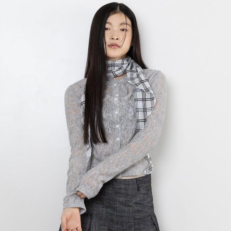 Twister Check Scarf - White