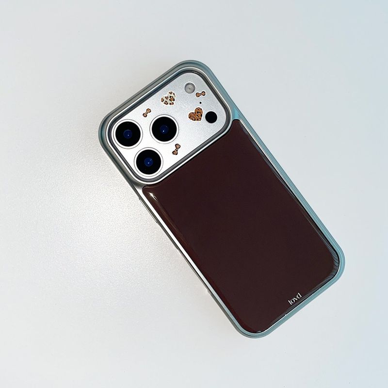 [MADE] BROWN PHONE CASE (epoxy silver bumper)