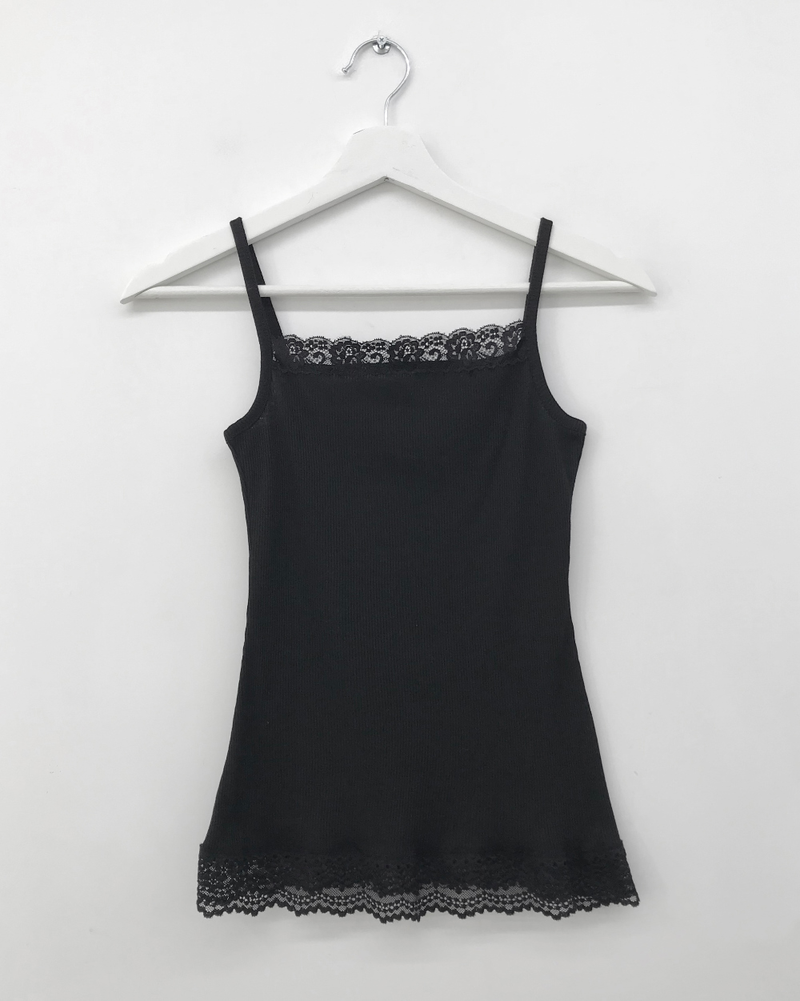 Drop ribbed lace sleeveless top (7color) 