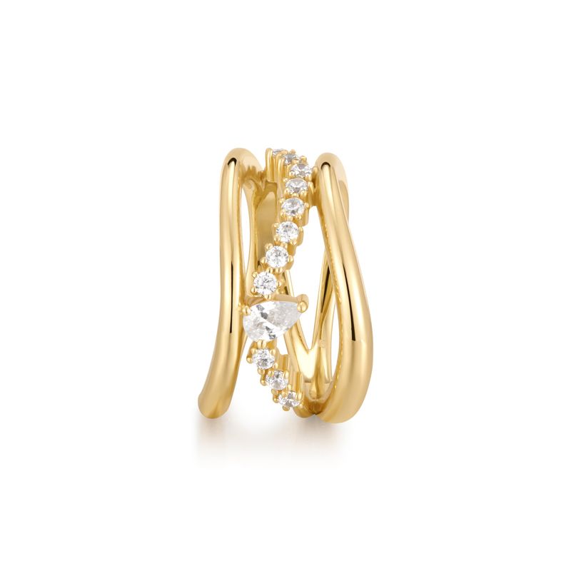 Sparkle 925 Silver+ 14k gold plating Ring R056-02G