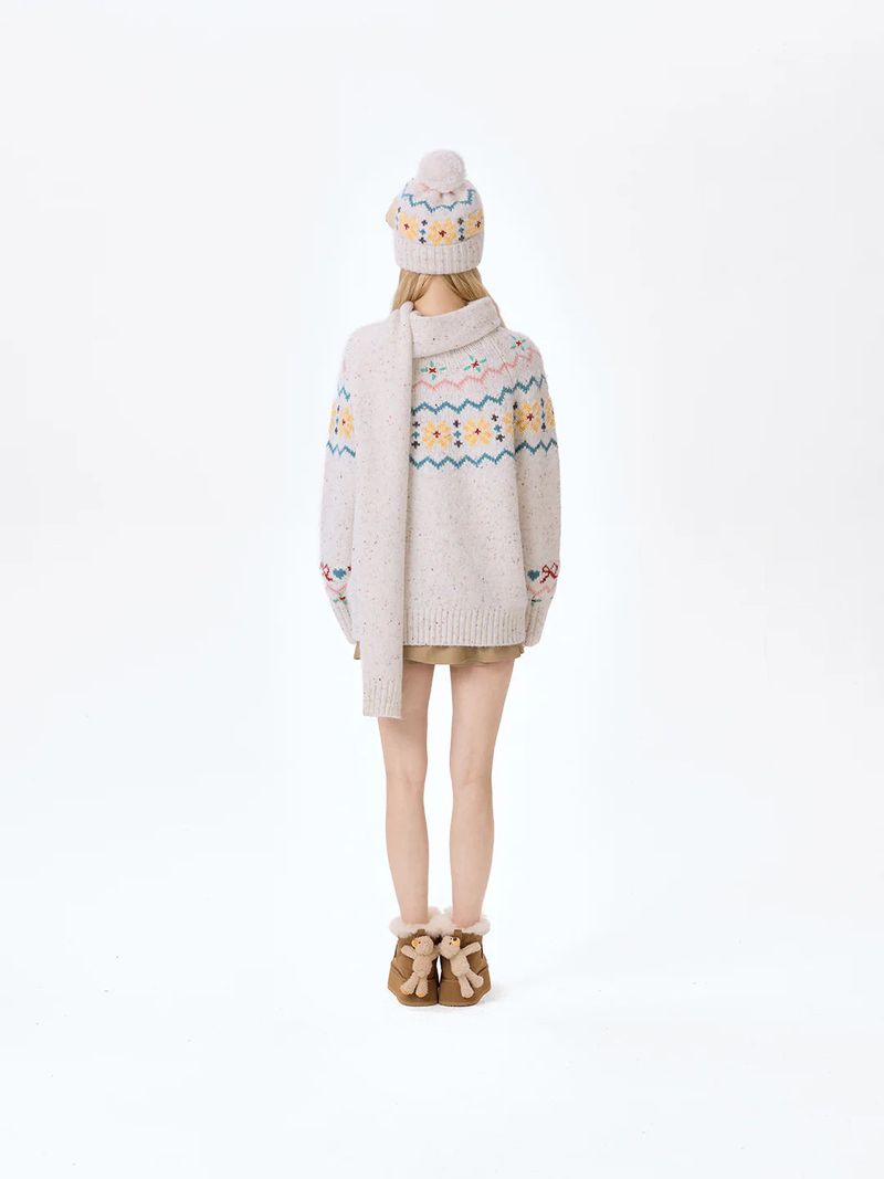 13DE MARZO Fair Isle Bear Beanie