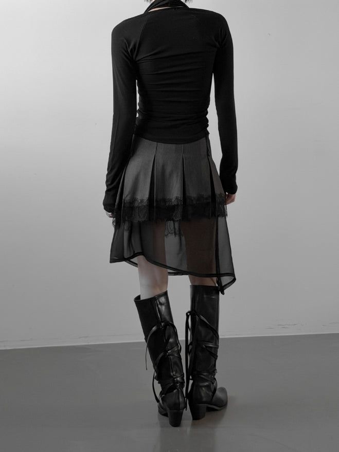 Labelly Pleated Wrap Skirt Lace