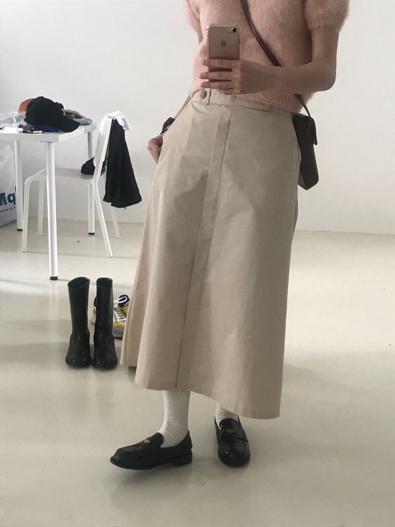 Harney button long skirt