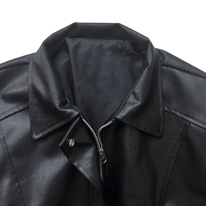 Old box leather bike overfit leather jacket (2 colors)