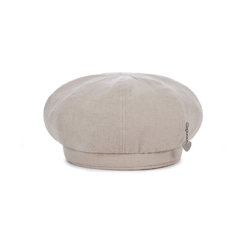 Heart Chain Stud Linen Beret Natural