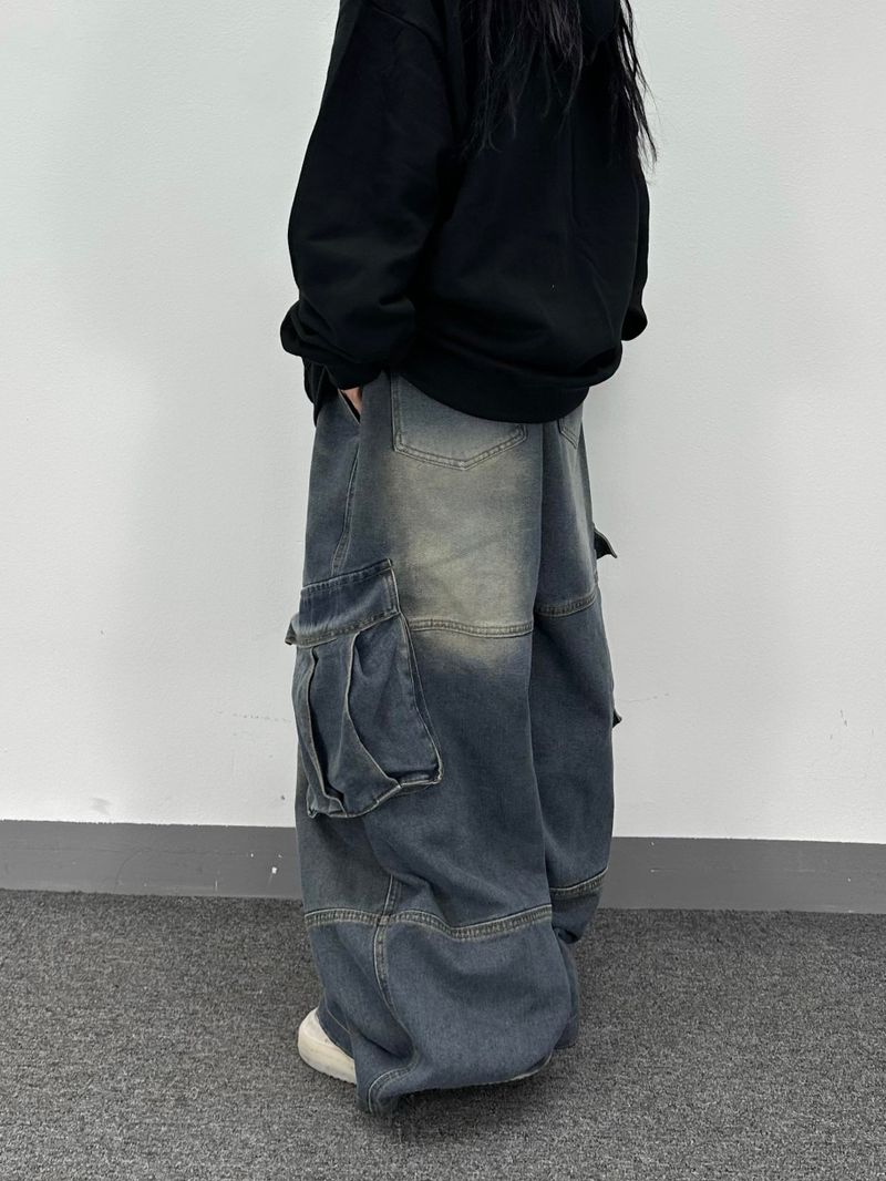 retro denim cargo pants