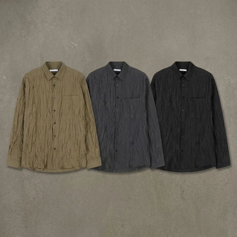 Pleated Texture Drop-Shoulder Shirt