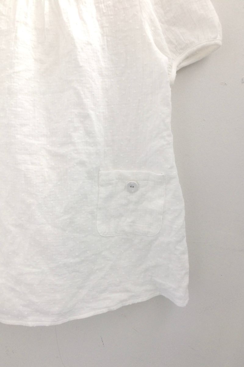 Pocket button puff blouse