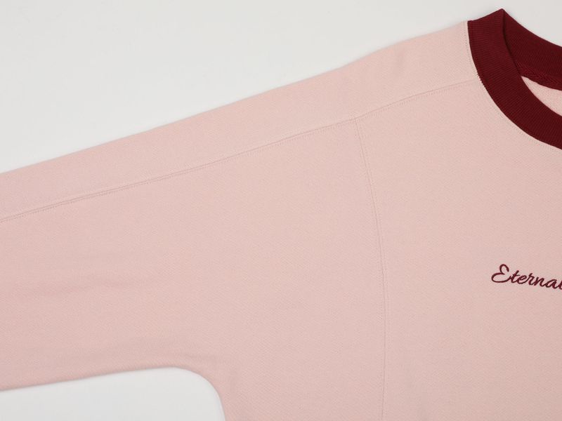 CONTRAST REGLAN CROP SWEATSHIRTS (PINK)