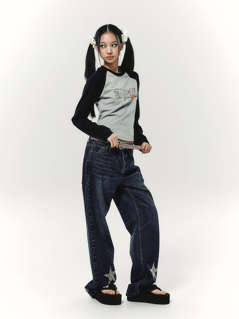 STAR APLIQUE DENIM PANTS INDIGO