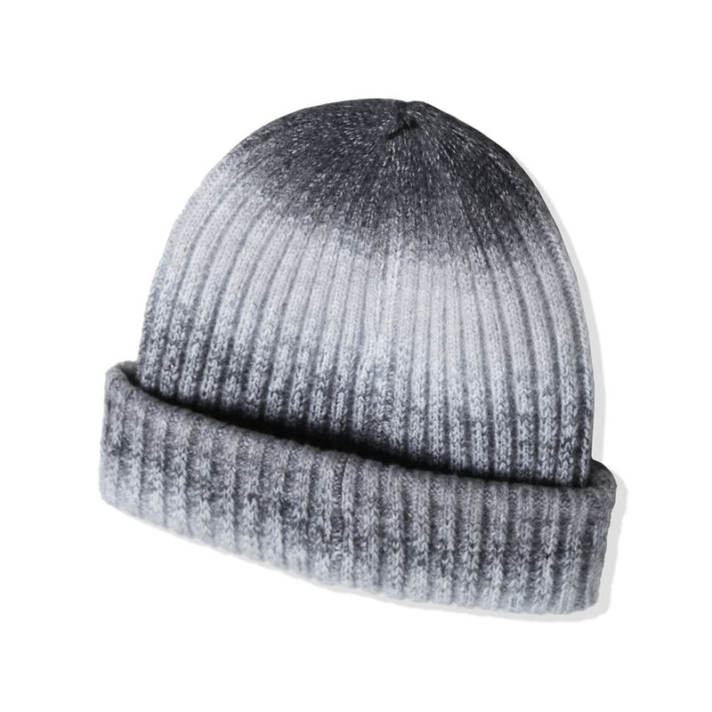WOOL BLENDED KNIT GRADATION BEANIE GREY