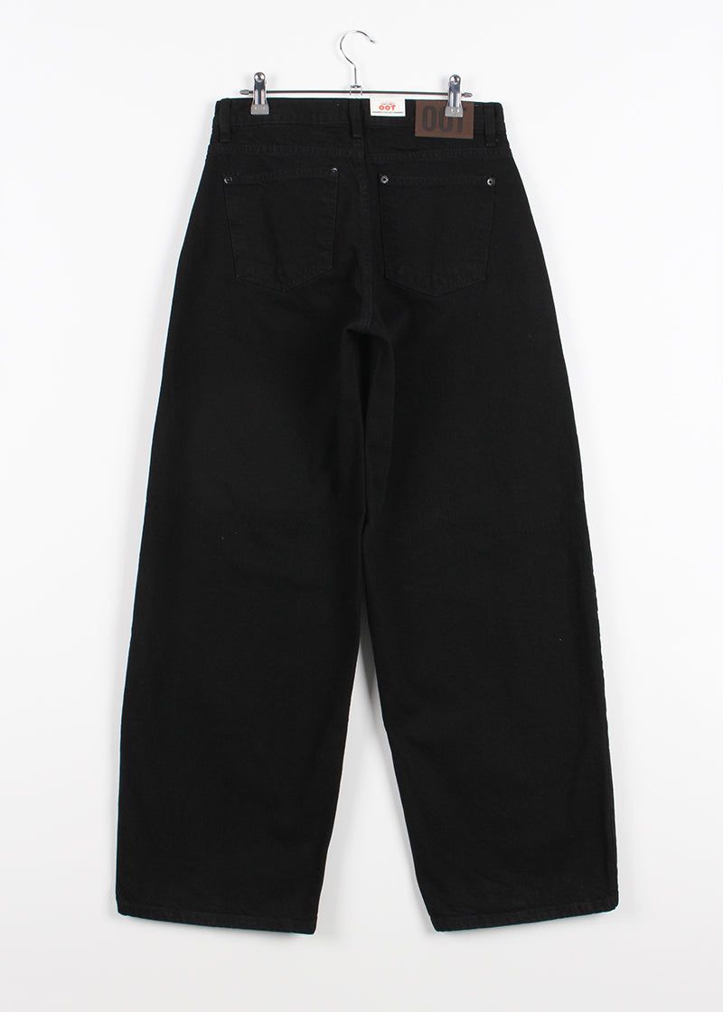 DEEP BLACK LOW WIDE PANTS