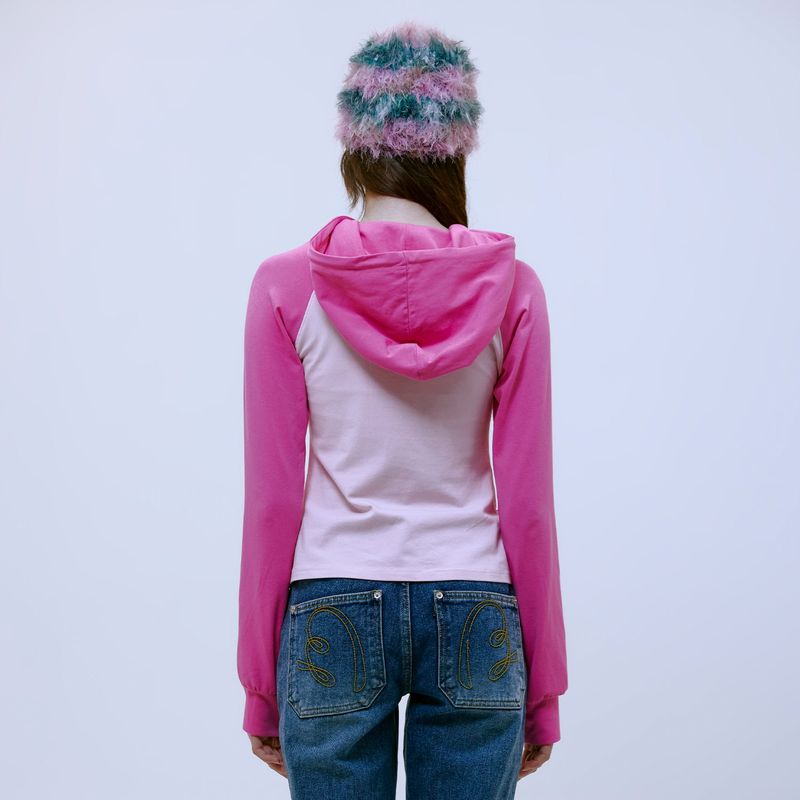 Asymmetric Ruched Hoodie (PINK)