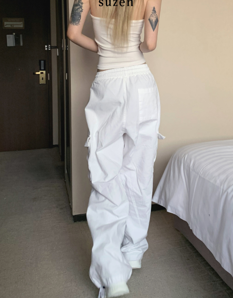 Uncheek Wide White Cargo Pants