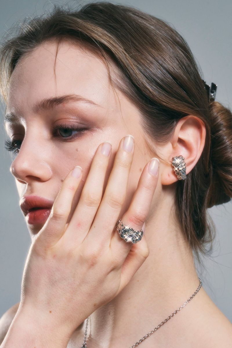 NO.316 [SILVER] GEOMETRY STAR EARCUFF