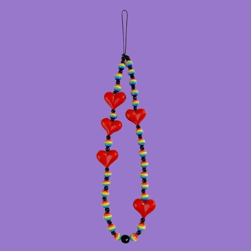 168cm（168センチ）の「Beads Phone Strap Long-Heart Red（Fashion Accessories）」