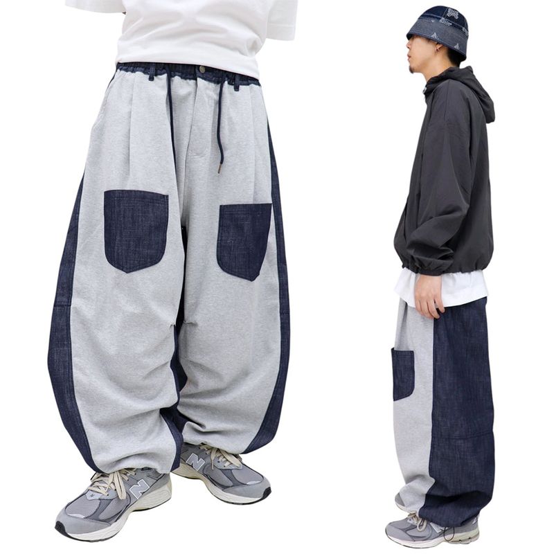 Wide Pocket Contrast Balloon Pants
