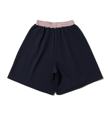 CHECK BANDING BERMUDA PANTS - NAVY