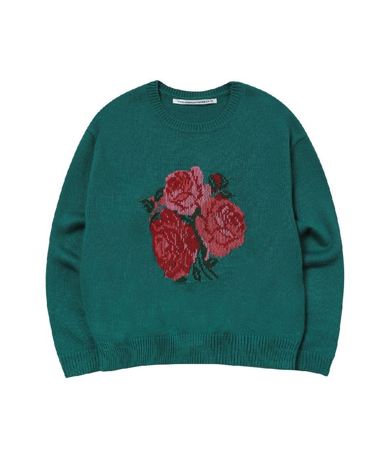 FLOWER KNIT SWEATER(GREEN)