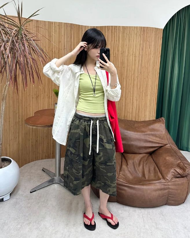 Sepi Washed Cargo Bermuda Pants