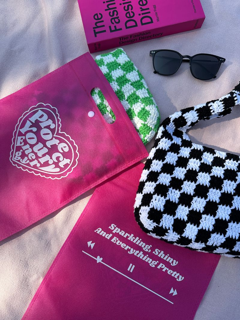 【MADE】Green Classic Checkered Small Crochet Bag