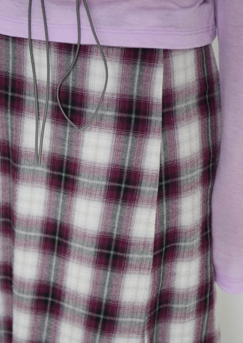 vintage check skirt red ver.
