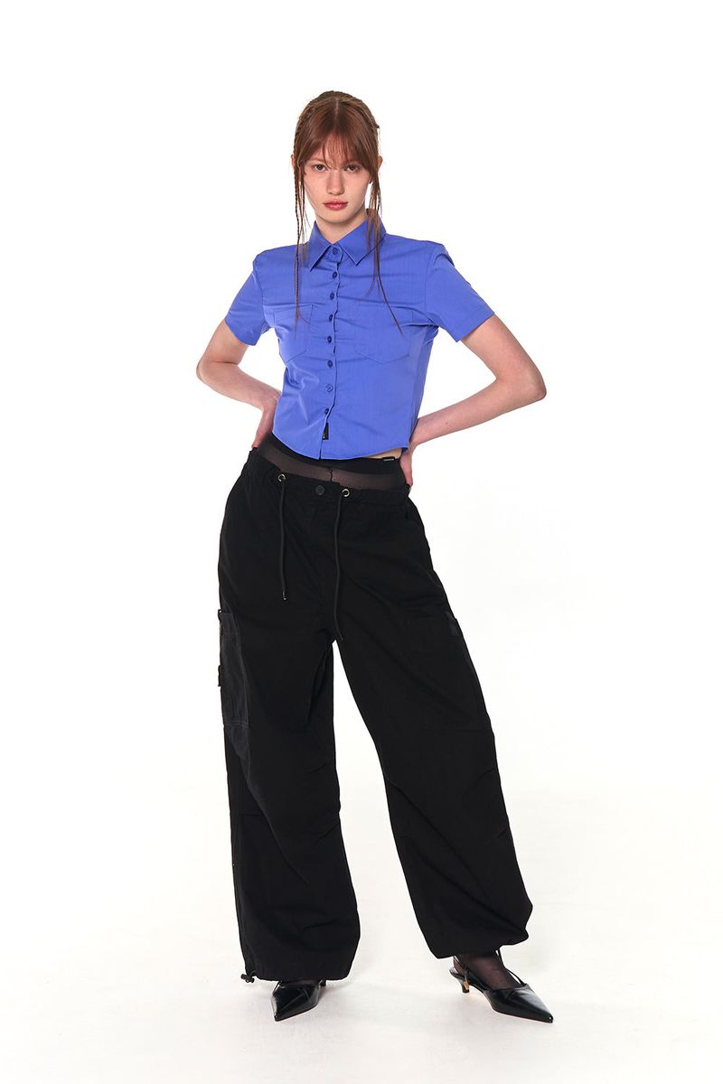 VINTAGE PARACHUTE CARGO PANTS (BLACK)