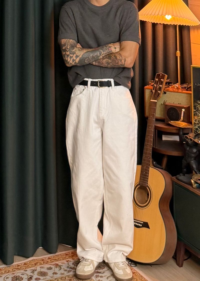 Semi-wide cotton pants 5COLOR