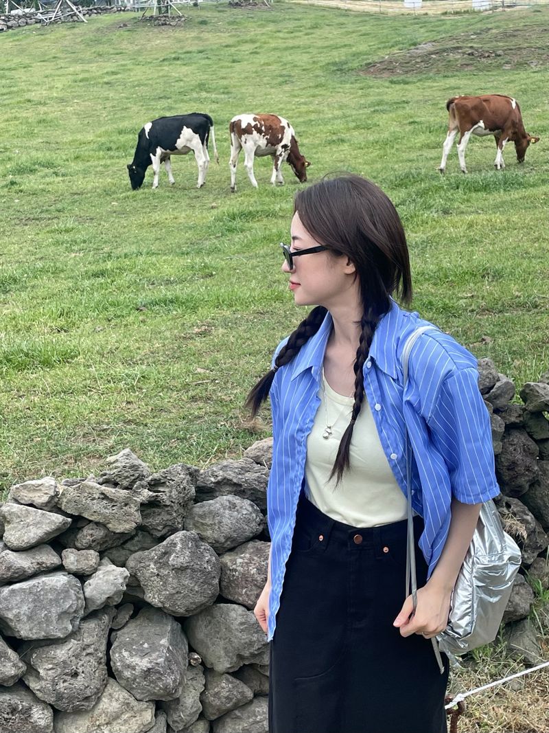 Pastel stripe half shirts
