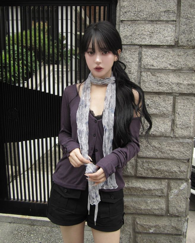 Mine Ribbed V-neck Button Cardigan