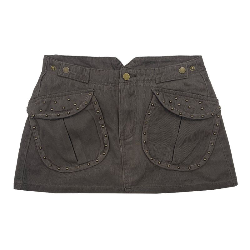 Y2K stud cargo skirt