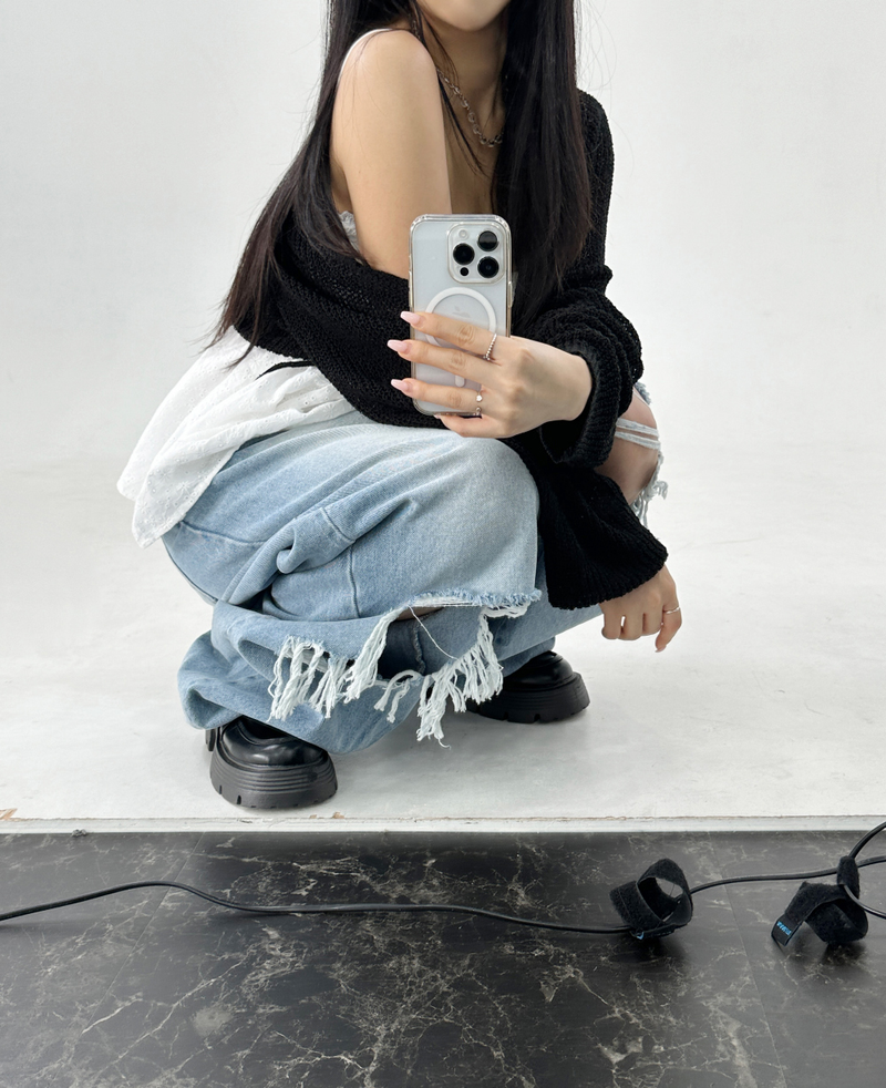BLOUSON LEATHER JACKET 2-WAY ZIP-UP🖤